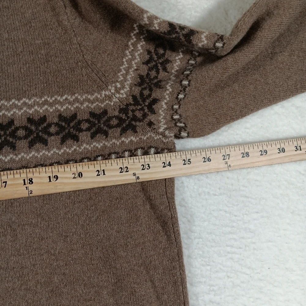Vintage J Crew Sweater Mens XL Brown Lambswool Fair Isle Fall Outdoor Grandpa